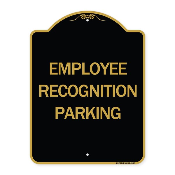 Signmission Designer Series Employee Recognition Parking, Black & Gold Aluminum Sign, 18" x 24", BG-1824-24562 A-DES-BG-1824-24562 - main